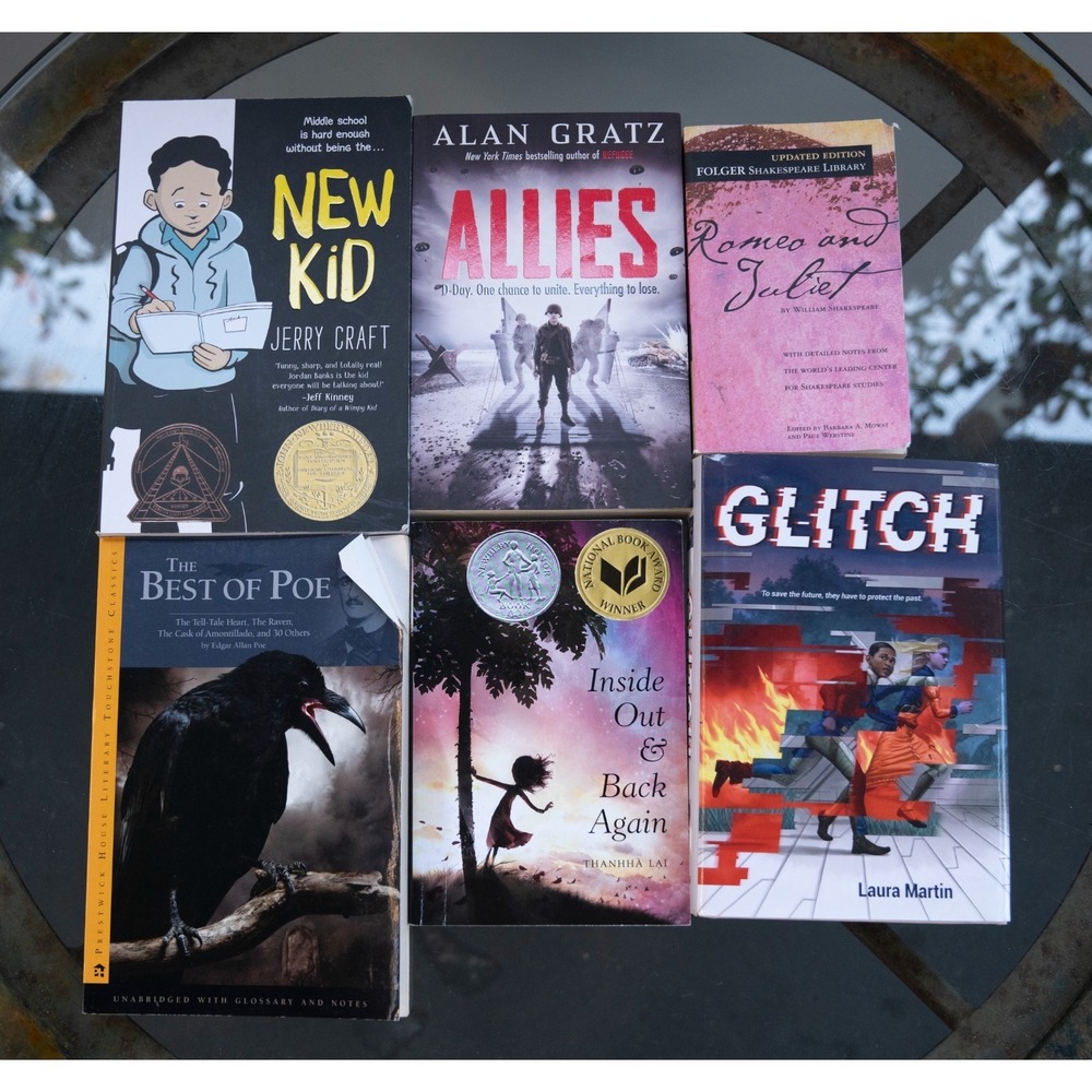 Lot of 6 - Young Adult Books Best of Poe Romeo and Juliet Glitch New Kid Allies